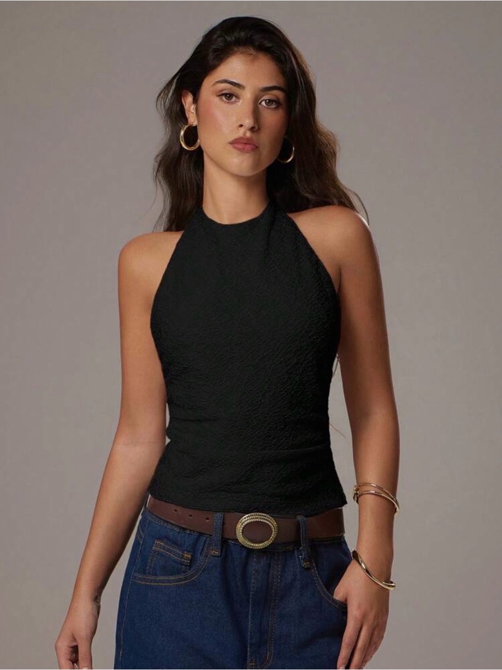 SHEIN Women’s Sleeveless Black Halter Top - NWOT Never Worn